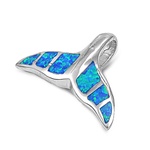 Whale Fluke Pendant With Blue/Green Opals On Fins Of Tail